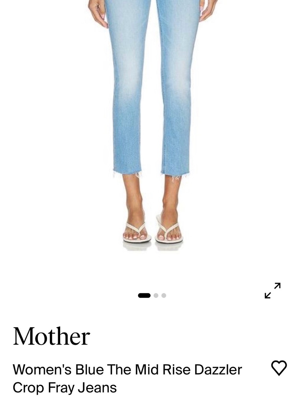 MOTHER Light Blue Mid-Rise Dazzler Crop Fray Jeans